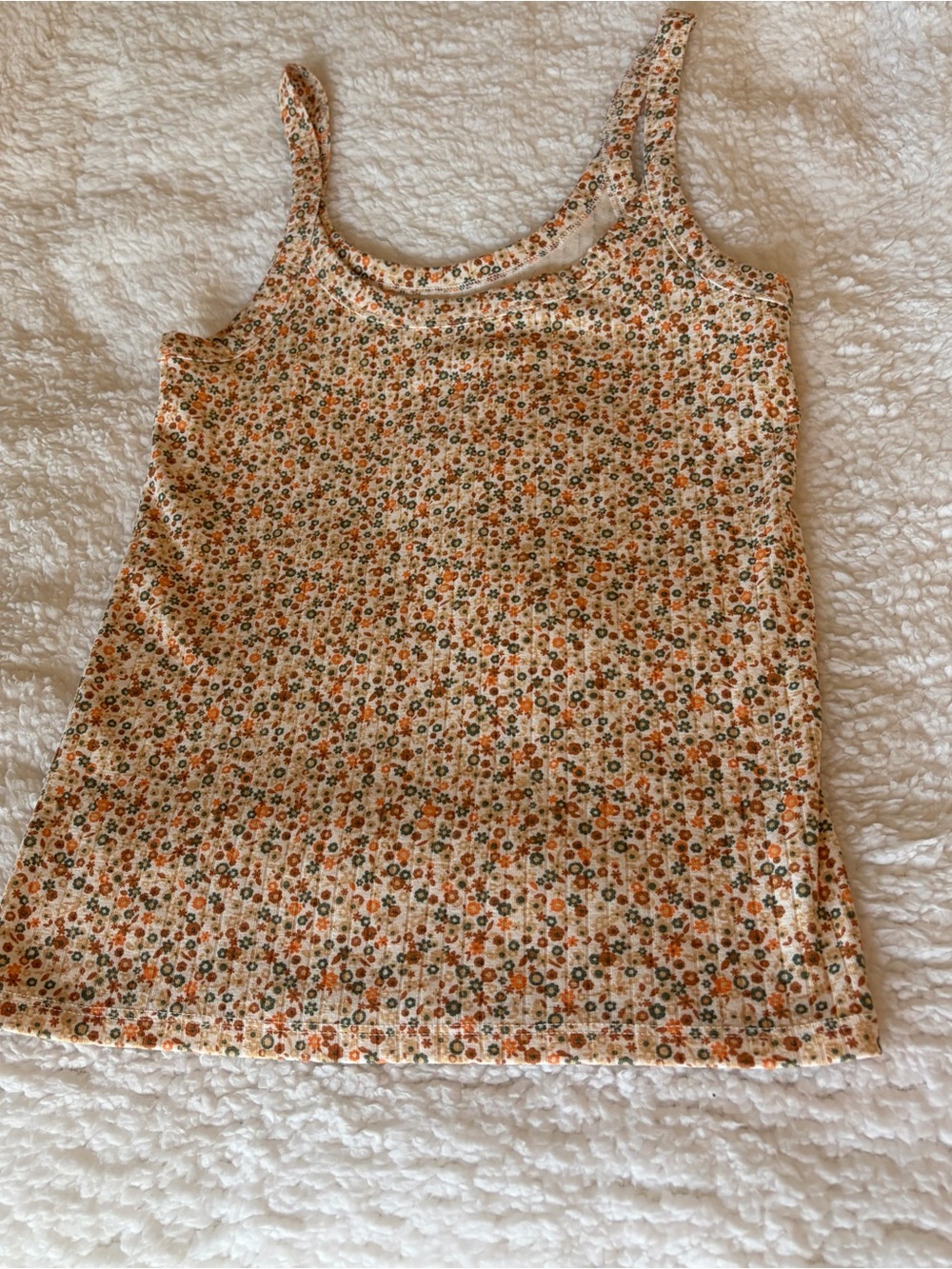 Aerie Floral Ribbed Tank Top Size Medium
